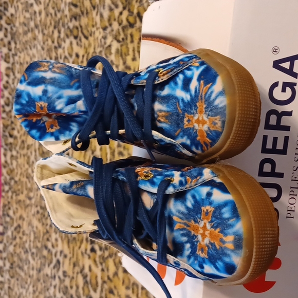 SUPERGA ITALIAN SHOES VELVET BROWN/BLUE SIZE 8.5 WOMENS 7 MENS. - Picture 6 of 9